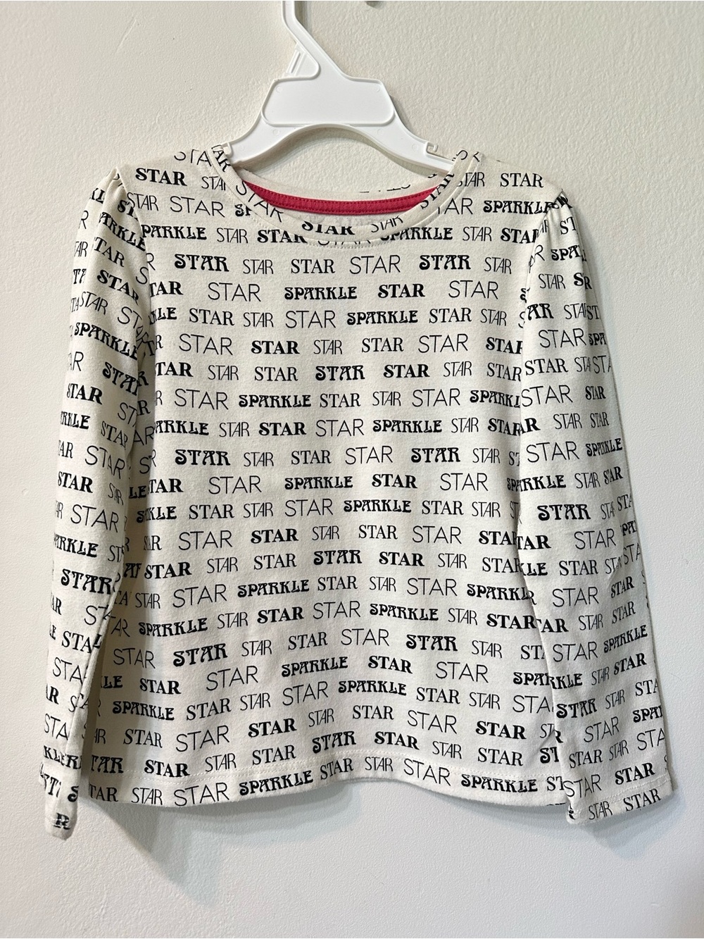 365Kids from Garanimals Girls Size 5 Long Sleeve Star Sparkle Print Top Cream